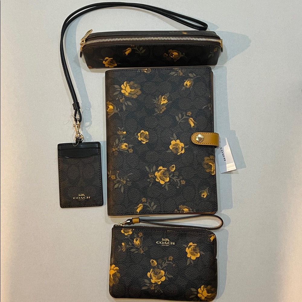 Coach Black and Yellow Floral Accessory Collection